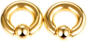 Tunnels for Ears Stainless Steel Ear Gauges Men and Women Gold Hoop with Round Ball Ear Tunnels Expander, 2PCS, 10MM/2MM/3MM/4MM/5MM/6MM/8MM