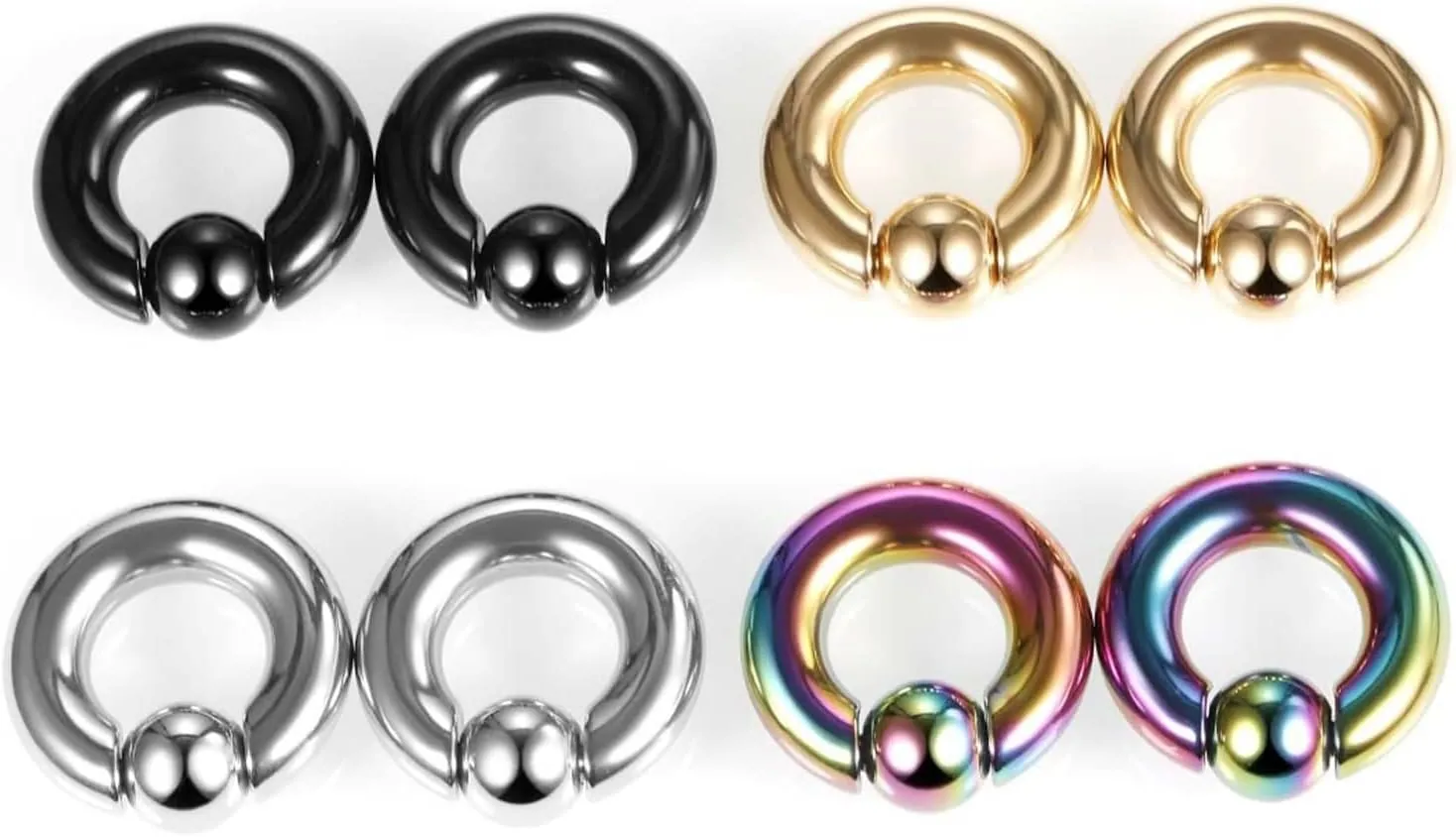 Tunnels for Ears Stainless Steel Ear Gauges Men and Women Gold Hoop with Round Ball Ear Tunnels Expander, 2PCS, 10MM/2MM/3MM/4MM/5MM/6MM/8MM