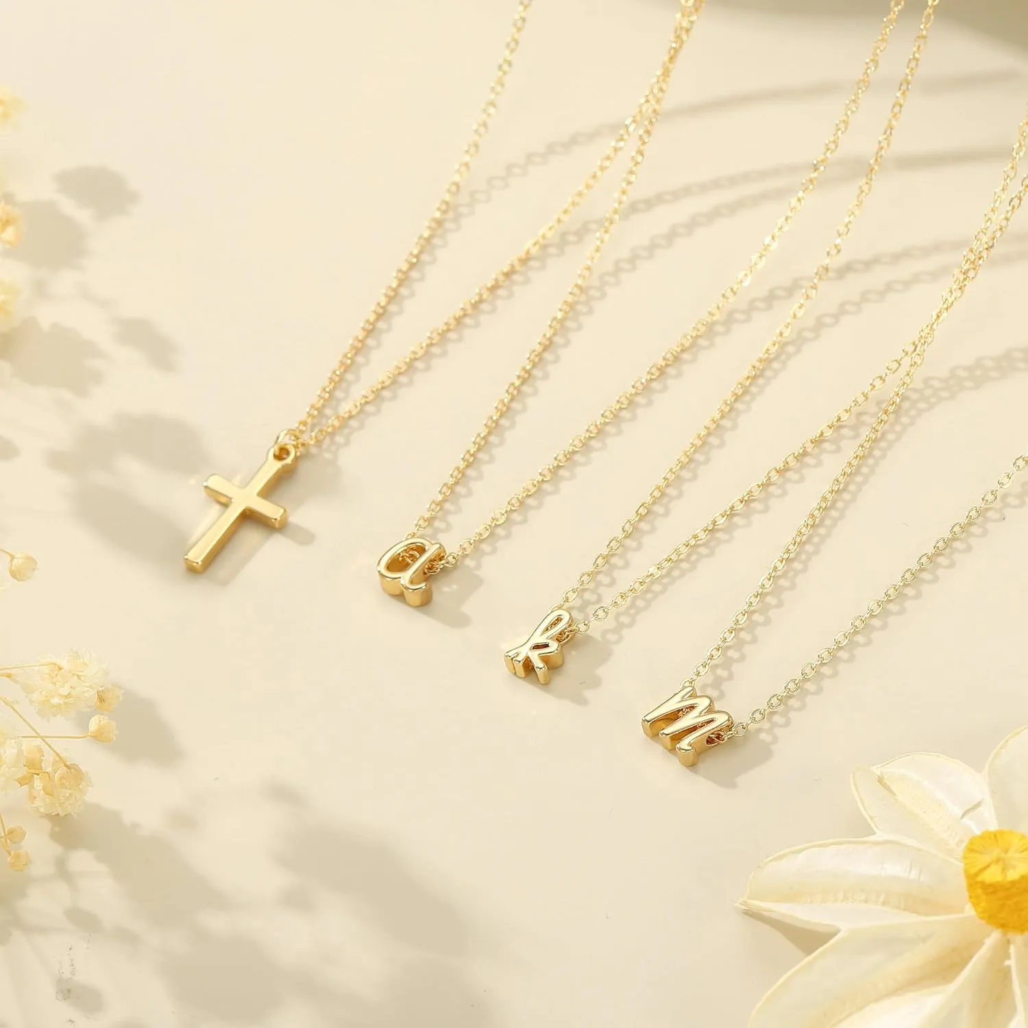 Turandoss Cross Necklace for Women Trendy - Gold Initial Letter Necklaces for Women, Personalized Layered Tiny Cross Necklace Jewelry Gifts, Dainty 14k Gold Plated Necklaces Jewelry Gifts for Her