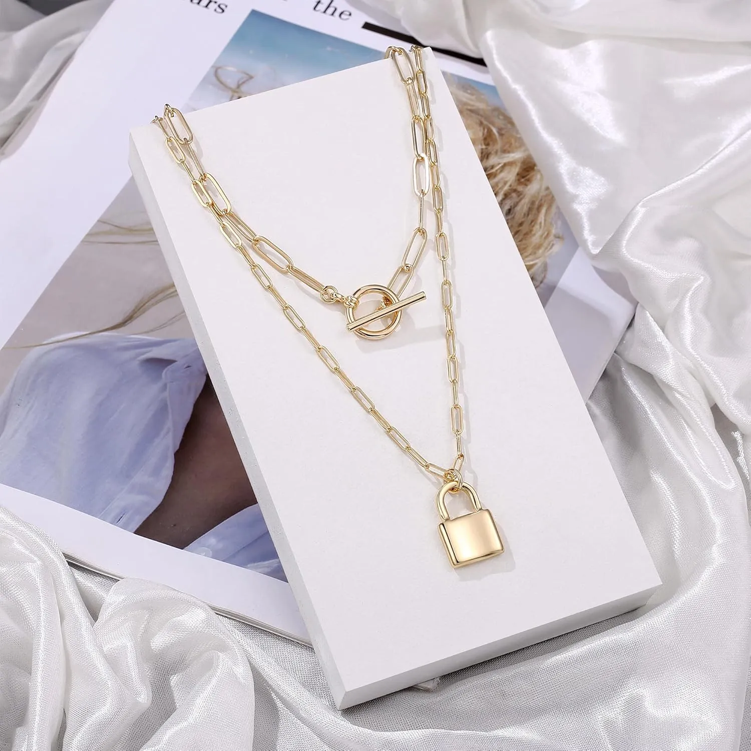 Turandoss Dainty Gold Choker Necklaces for Women - 14K Gold Plated Handmade Medallion Snake Link Chain Cross Star Moon Adjustable Simple Choker Necklaces for Women Jewelry