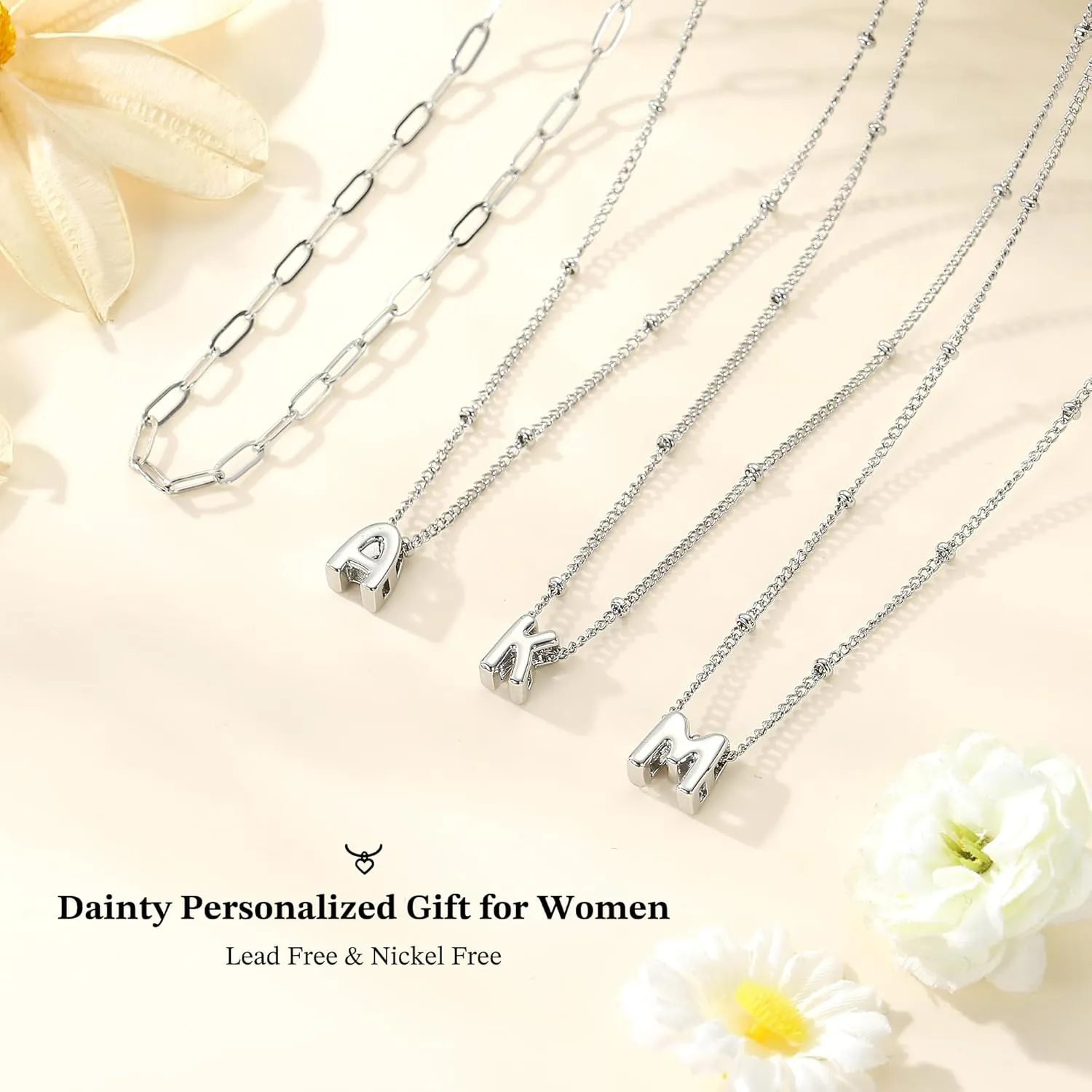 Turandoss Dainty Gold Initial Necklaces for Women Trendy - Layered Gold Initial Tiny Small Pendent Necklaces for Women, Personalized Choker Paperclip Chain Necklace Easter Jewelry Gifts for Her
