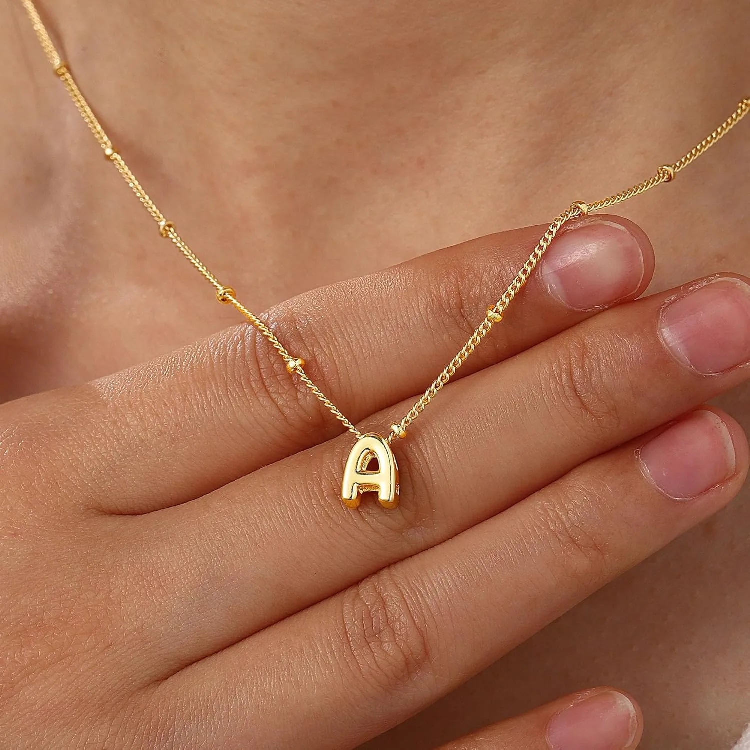 Turandoss Dainty Gold Initial Necklaces for Women Trendy - Layered Gold Initial Tiny Small Pendent Necklaces for Women, Personalized Choker Paperclip Chain Necklace Easter Jewelry Gifts for Her