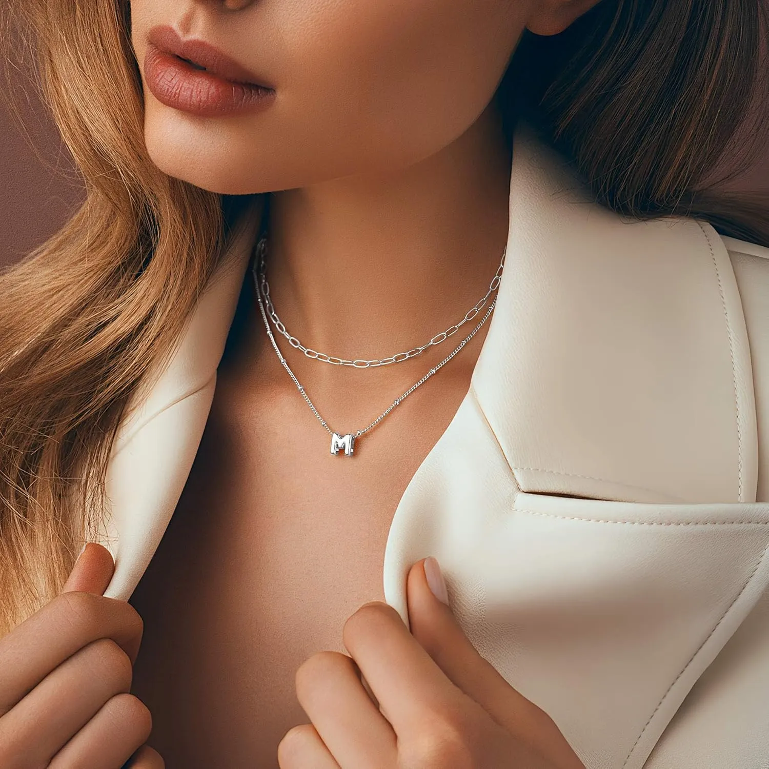 Turandoss Dainty Gold Initial Necklaces for Women Trendy - Layered Gold Initial Tiny Small Pendent Necklaces for Women, Personalized Choker Paperclip Chain Necklace Easter Jewelry Gifts for Her
