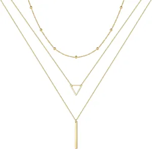 Turandoss Gold Layered Necklaces for Women - 14K Gold Plated Handmade Multilayer Bar Pearls Coin Disc Moon Butterfly Medallion Adjustable Dainty Layered Choker Necklaces for Women Jewelry