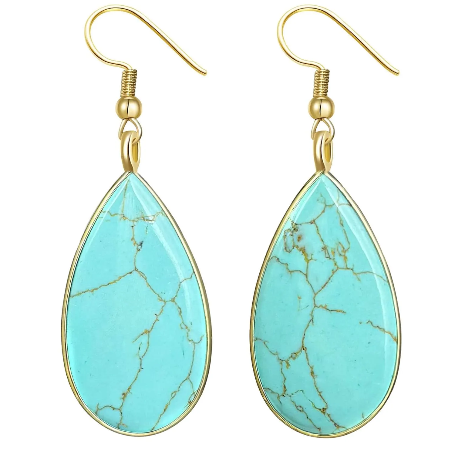 Turquoise Earrings, Gold Dangle Earrings for Women, Boho Earrings for Womens Western Jewelry, December Birthstone Earrings for Her (Turquoise)