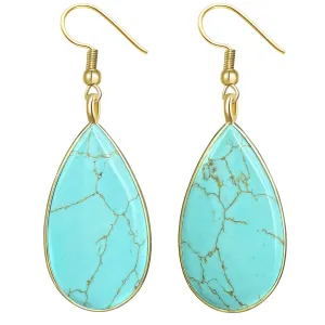 Turquoise Earrings, Gold Dangle Earrings for Women, Boho Earrings for Womens Western Jewelry, December Birthstone Earrings for Her (Turquoise)