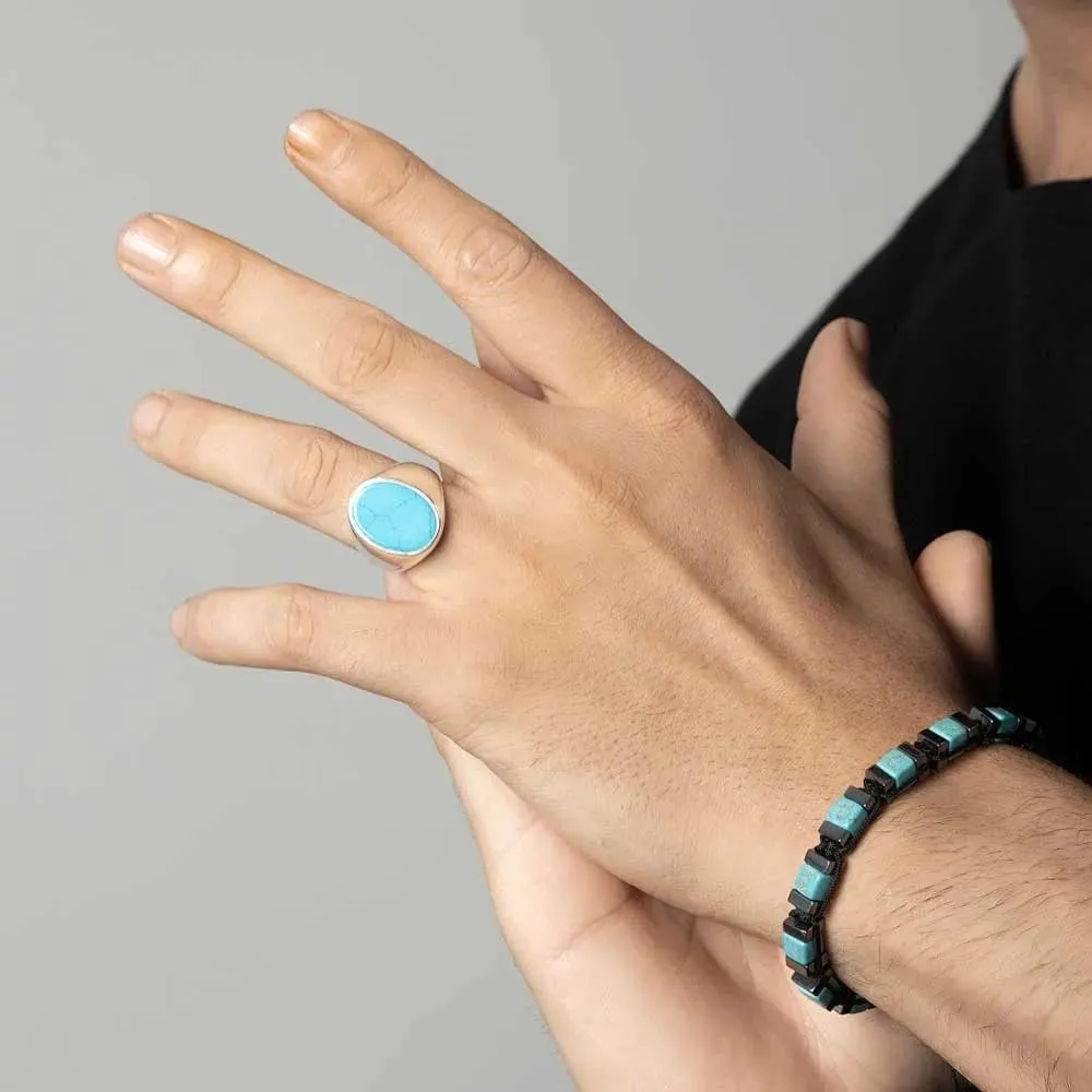 Turquoise Mens Ring 925 Mens Silver Turquoise Ring Handmade Gemstones Ring for Mens and Womens turquoise ring for men