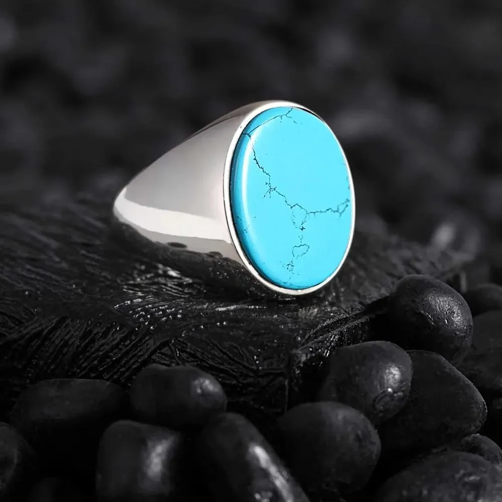 Turquoise Mens Ring 925 Mens Silver Turquoise Ring Handmade Gemstones Ring for Mens and Womens turquoise ring for men