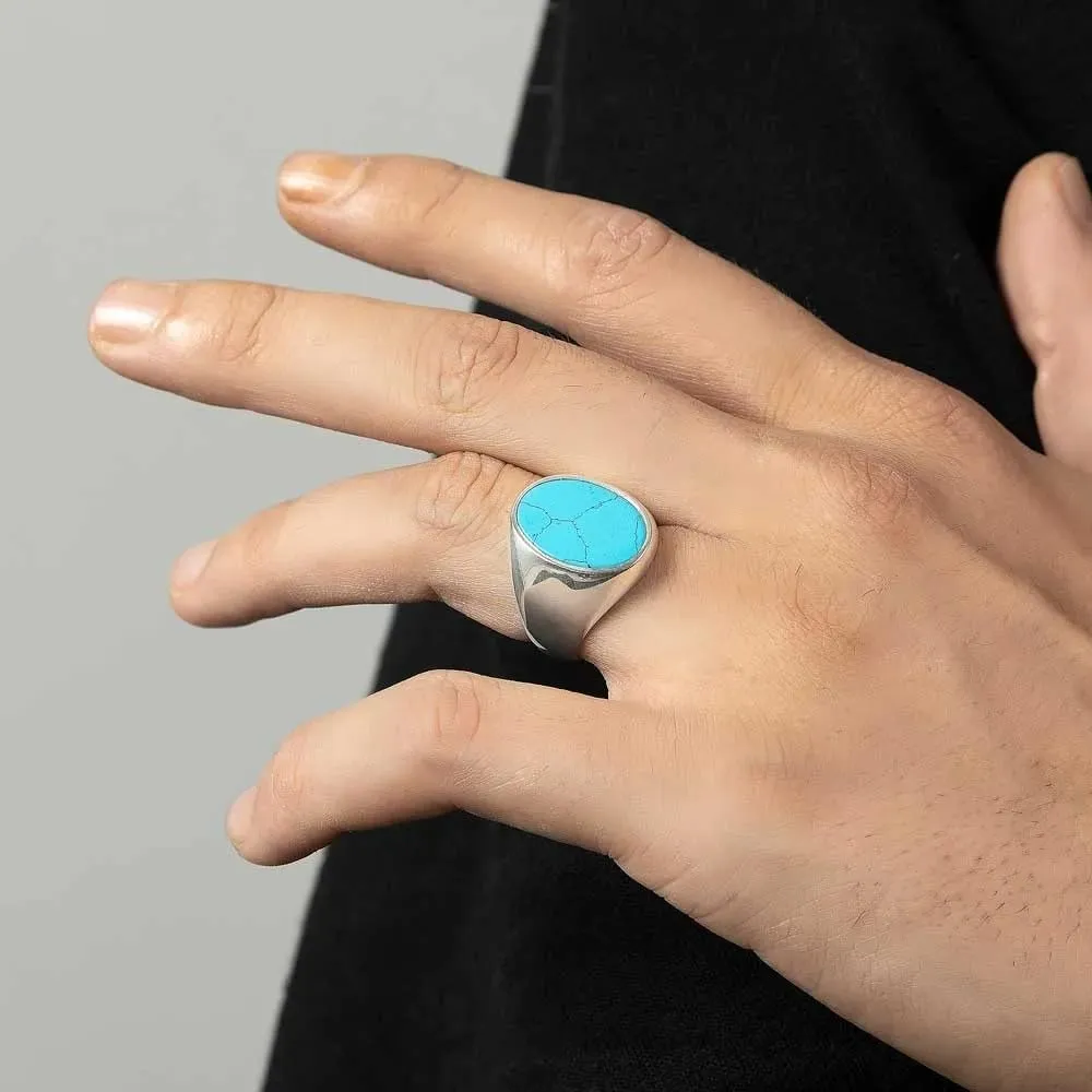 Turquoise Mens Ring 925 Mens Silver Turquoise Ring Handmade Gemstones Ring for Mens and Womens turquoise ring for men
