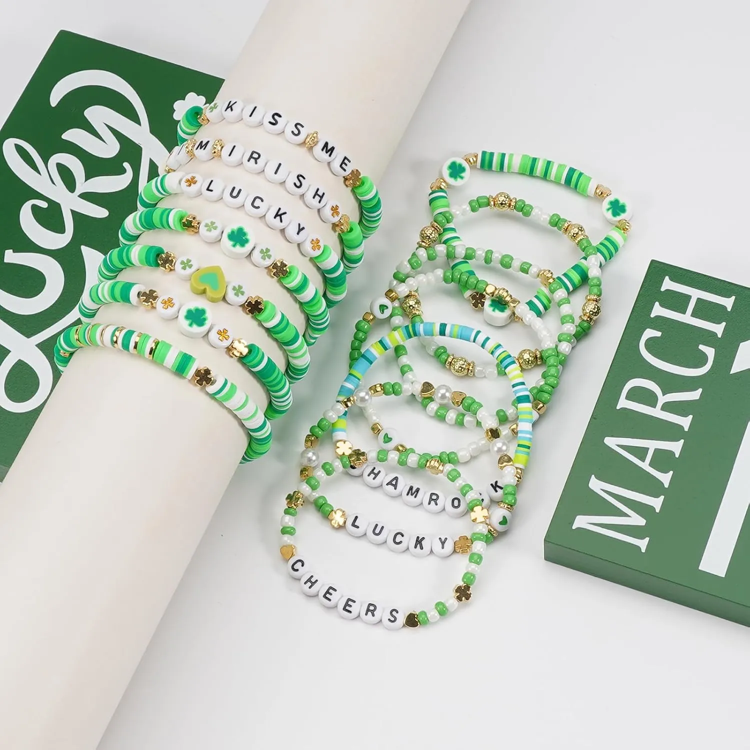 Twinfree Bohemia Beaded Bracelet, Polymer Clay Stretch Bracelets for Mom