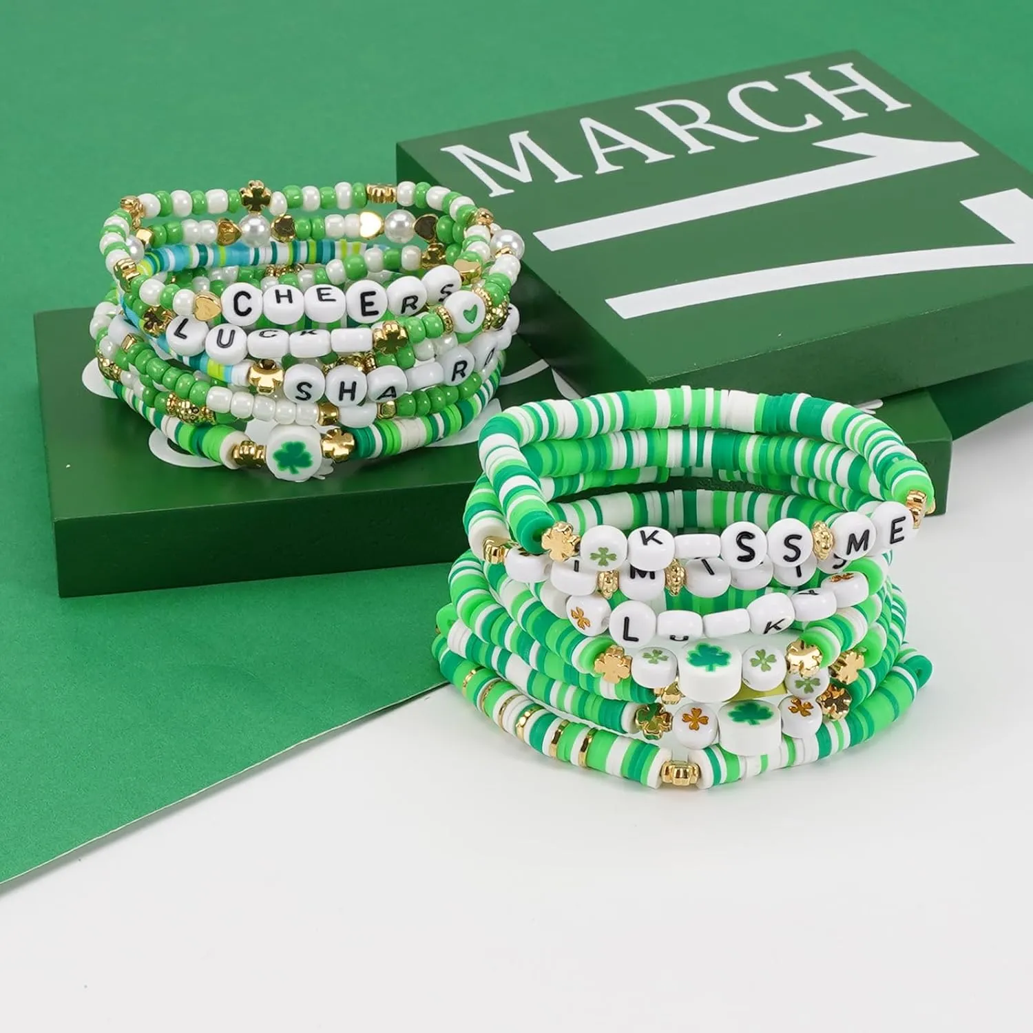 Twinfree Bohemia Beaded Bracelet, Polymer Clay Stretch Bracelets for Mom