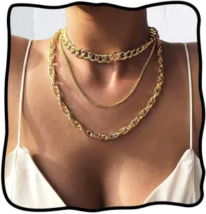 TWINKLEDE Layered Necklaces for Women Gold Stackable Choker Necklace Set of 3