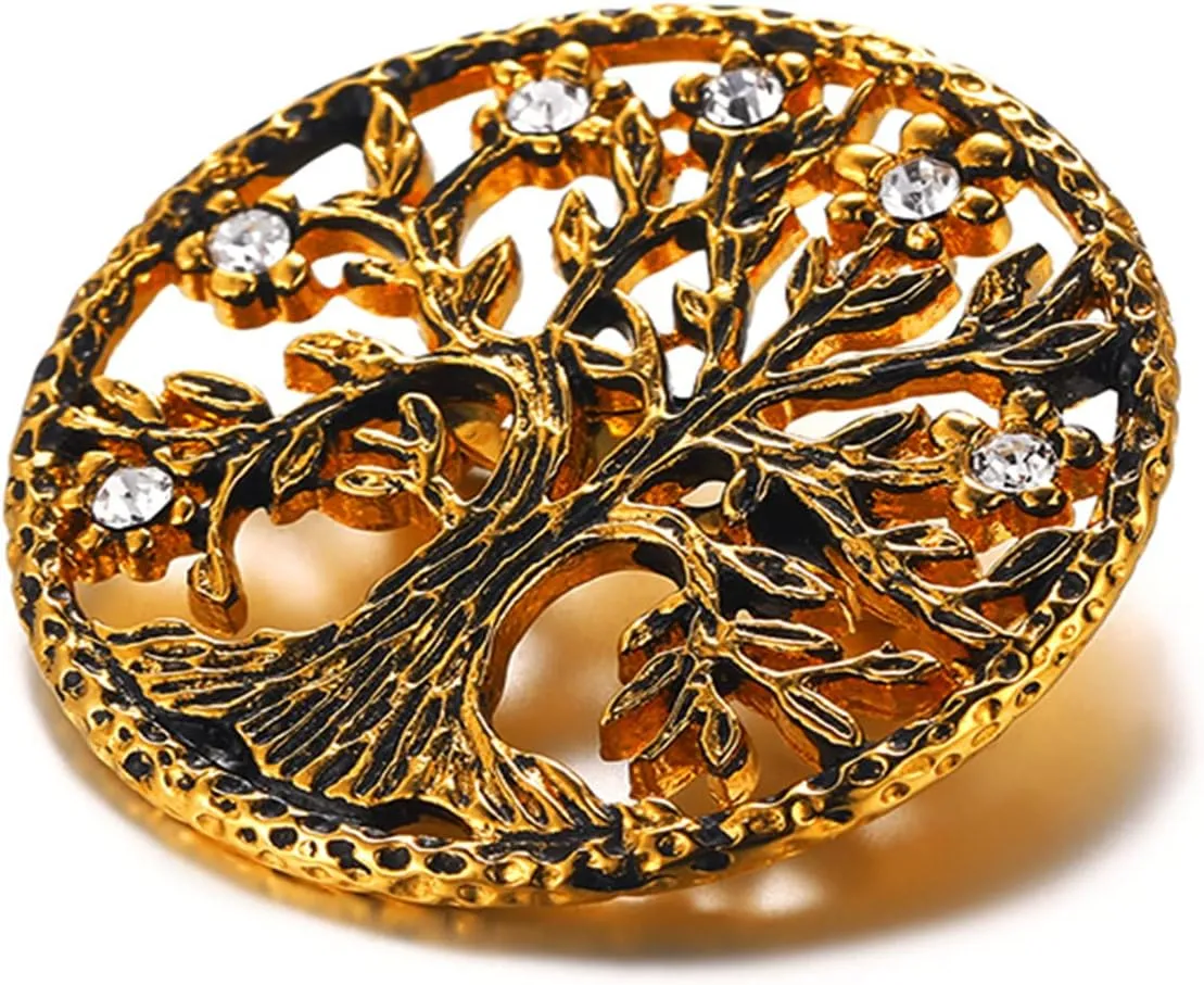 U7 Brooches Jewelry for Women Men, Stainless Steel 18K Gold Plated Classic Feather/Flower/Tree of Life/Custom Photo/Breast Cancer Awareness Pink Ribbion Brooches and Pins for Wedding Dress or Party