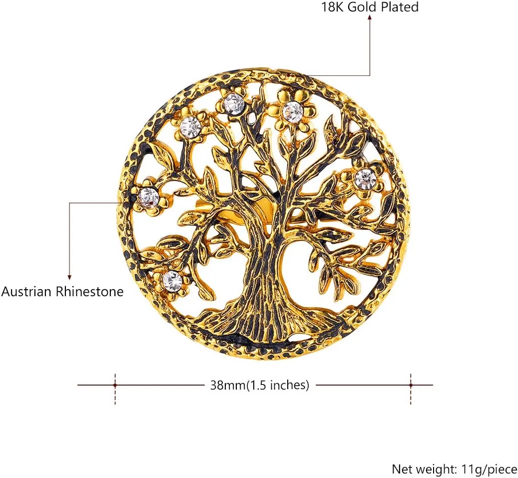 U7 Brooches Jewelry for Women Men, Stainless Steel 18K Gold Plated Classic Feather/Flower/Tree of Life/Custom Photo/Breast Cancer Awareness Pink Ribbion Brooches and Pins for Wedding Dress or Party