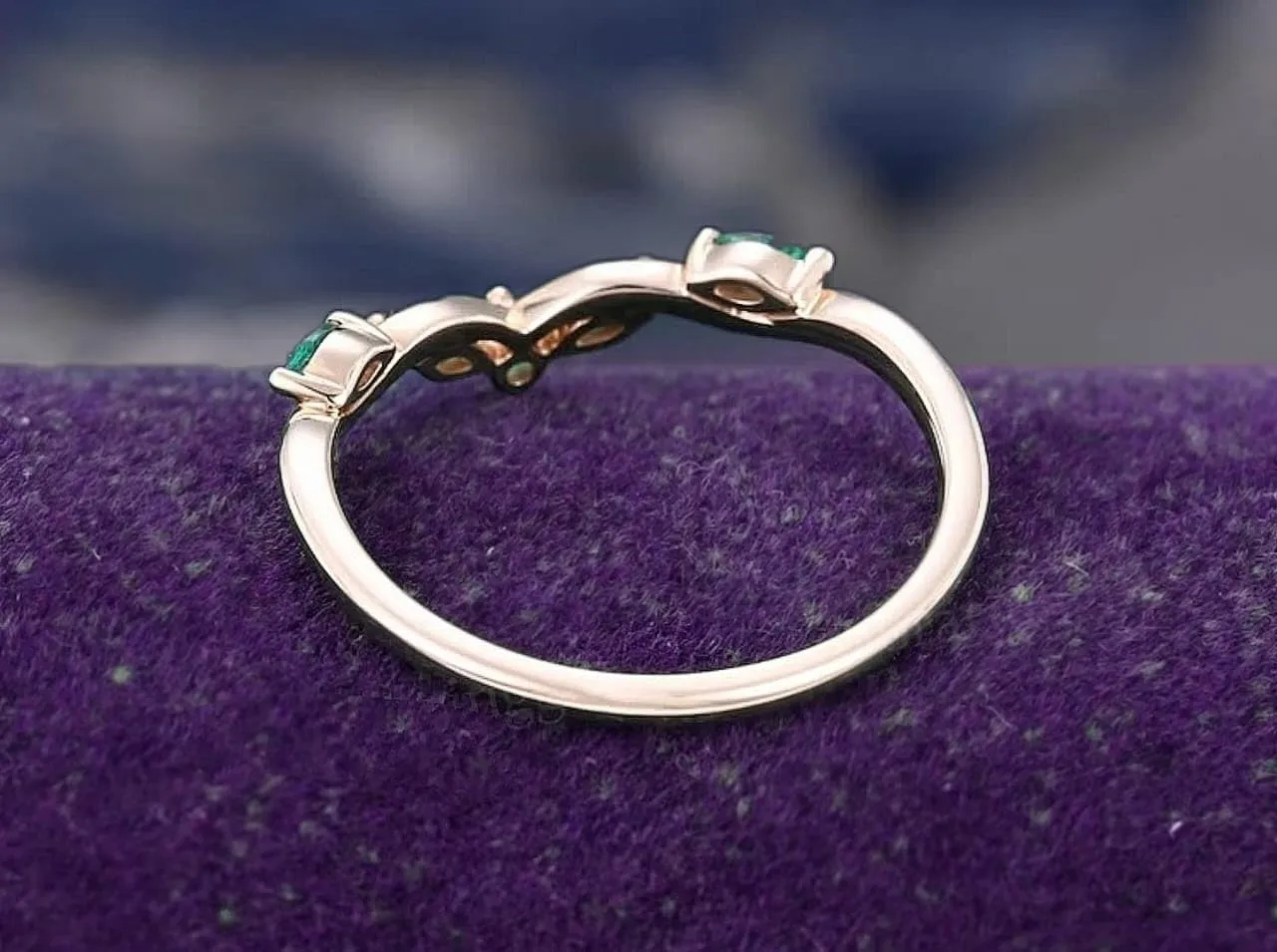 Unique Curved Shaped Cubic Zirconia Engagaement Band for Women, Vintage Wedding Band in 925 Sterling Silver, Dainty Gift for Her