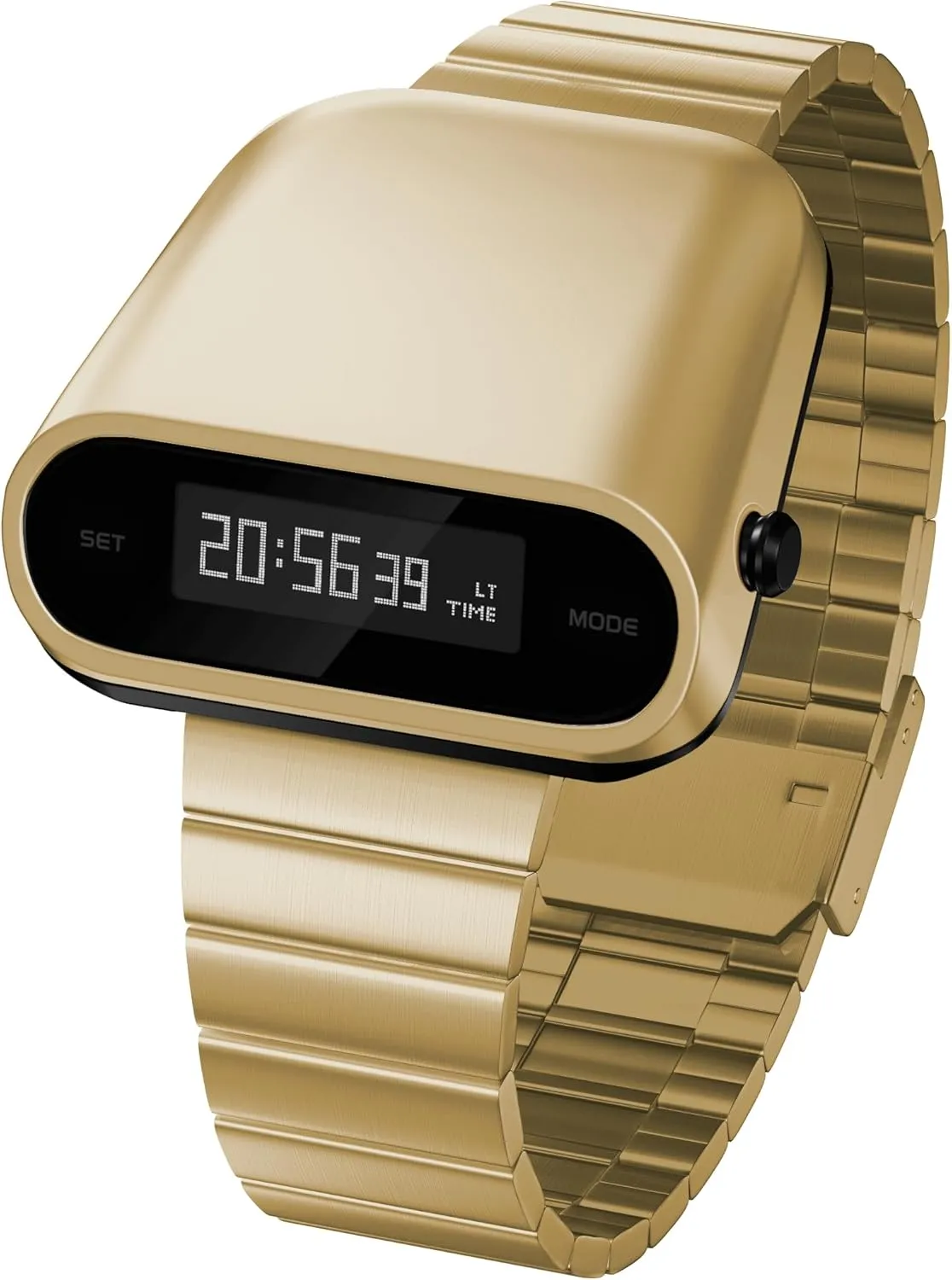 Unique Metal Watch, OLED Display Men Digital Watches, Lift-to-Wake Screen, Stainless Steel Strap