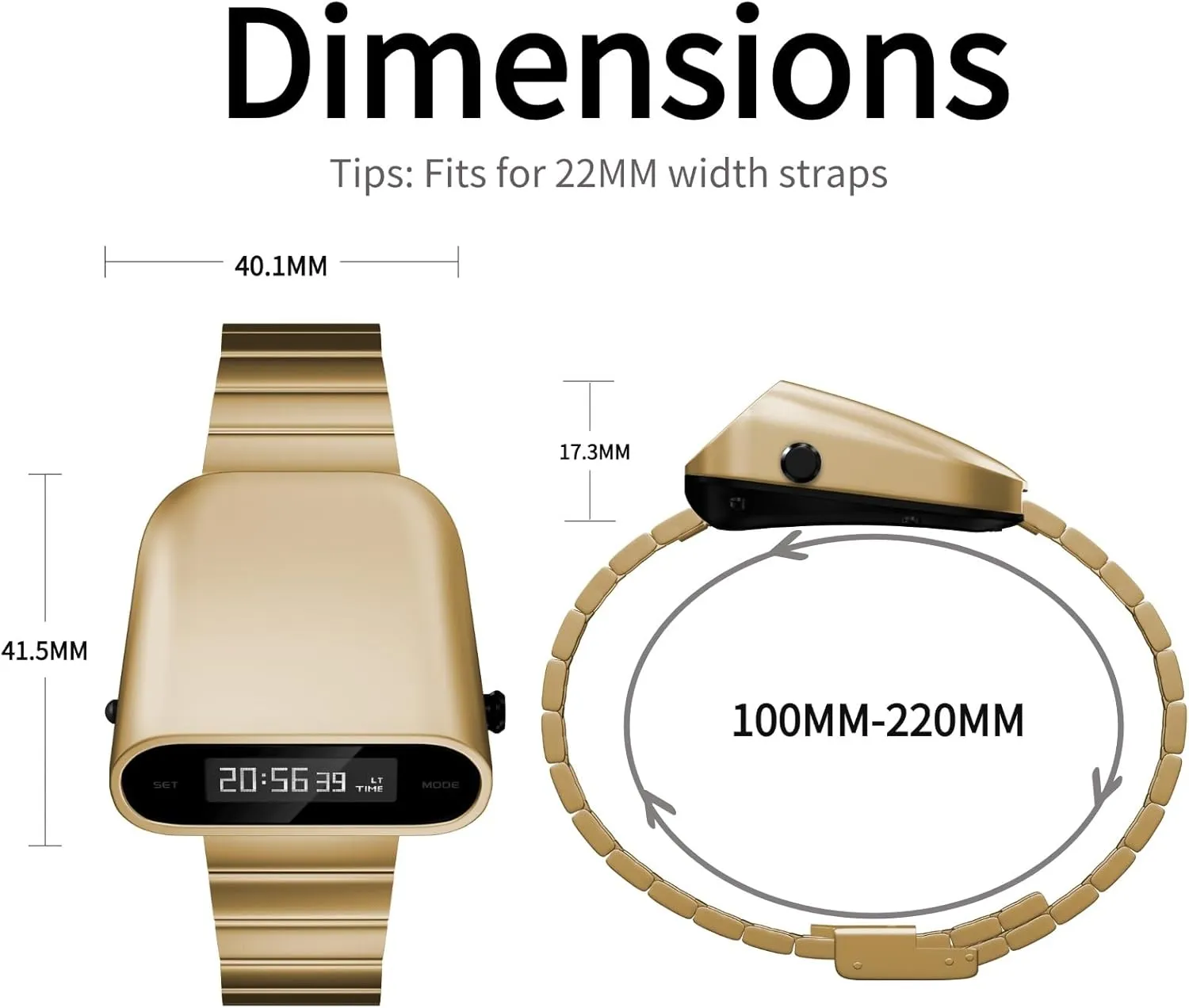 Unique Metal Watch, OLED Display Men Digital Watches, Lift-to-Wake Screen, Stainless Steel Strap