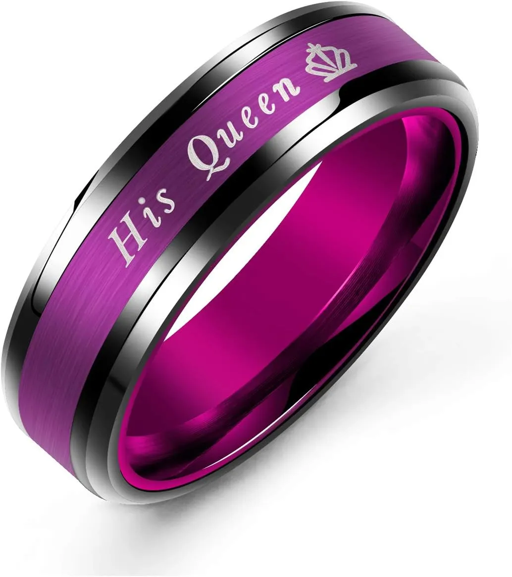 Unisex Style Stainless Steel Rings for Men Women Couple Ring with Zircon Size 5-11