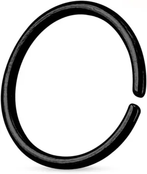 Urban Body Jewelry 20G PVD Black Stainless Steel Seamless Hoop Ring (5/16" - 8mm) - Nose, Septum, Tragus, Ear Piercing