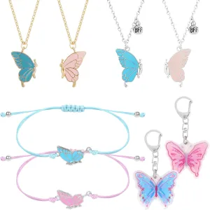 Vefungyan BFF Necklace and Bracelets women: Butterfly Friendship Necklace Bracelet Best Friend Necklace Matching Necklace Bracelets