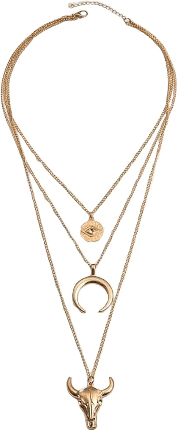 Verdusa Women's Vintage Western Layered Necklaces Fashion Pendant Necklace