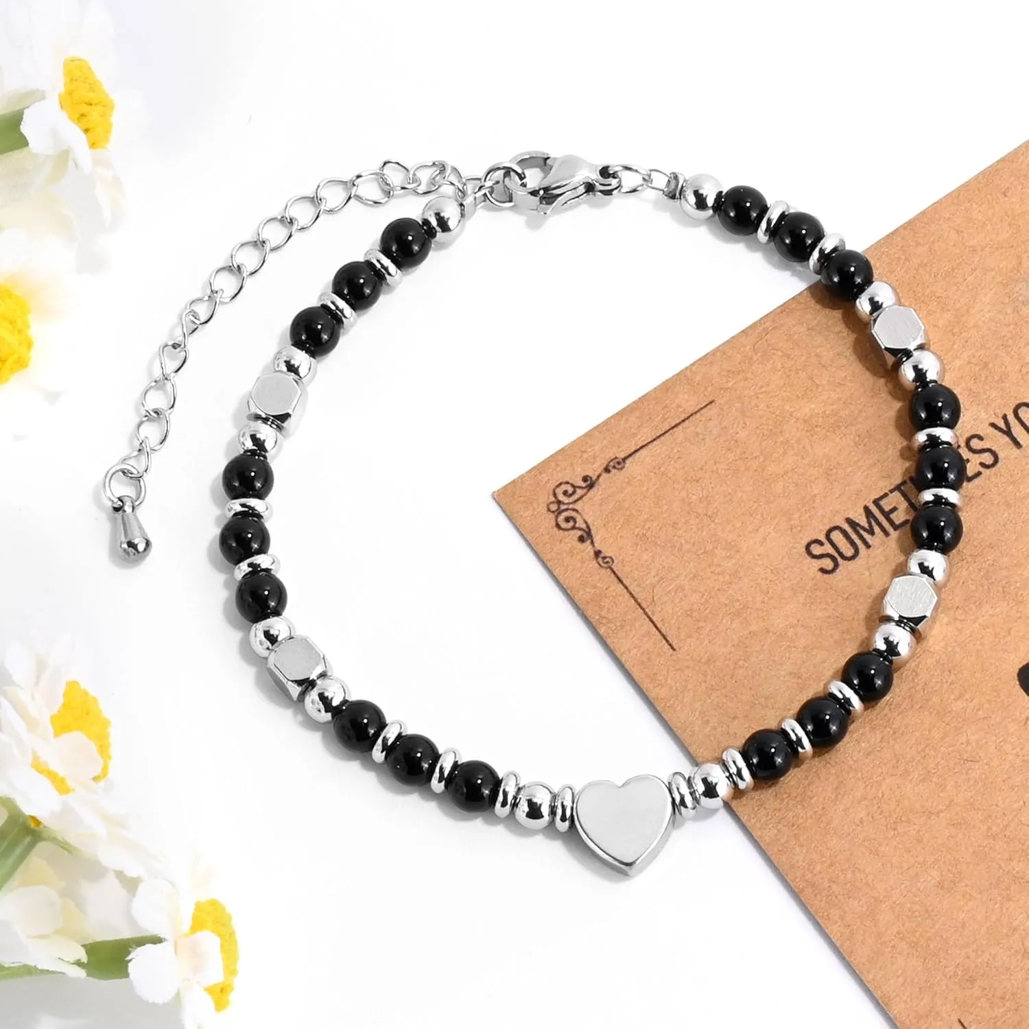 VIBILIA Beaded Bracelets for Women, Inspirational Heart Bracelets for Women, Natural Gemstone Love Bracelets, Unique Gifts for Mom, Daughter, Wife, Sister, Friend Birthday Mother's Day