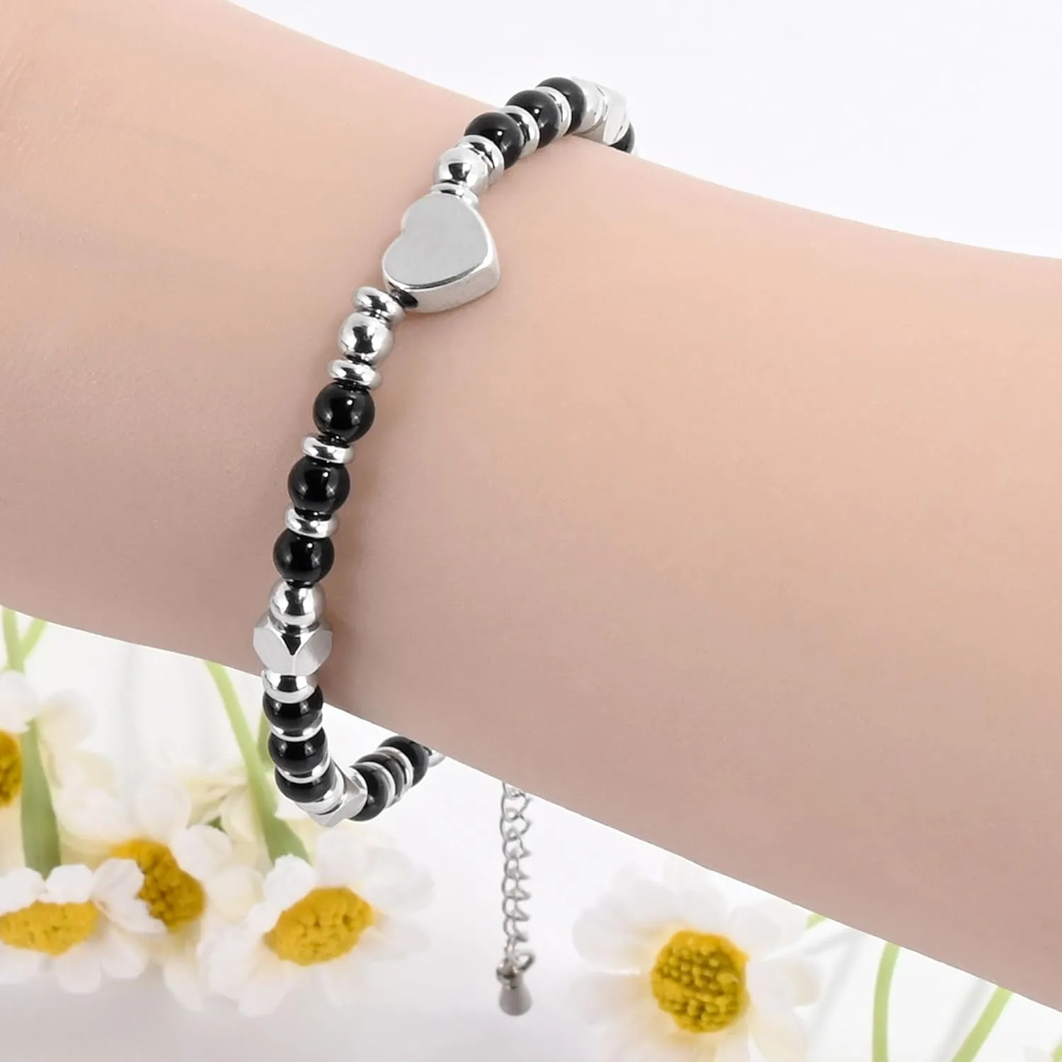 VIBILIA Beaded Bracelets for Women, Inspirational Heart Bracelets for Women, Natural Gemstone Love Bracelets, Unique Gifts for Mom, Daughter, Wife, Sister, Friend Birthday Mother's Day