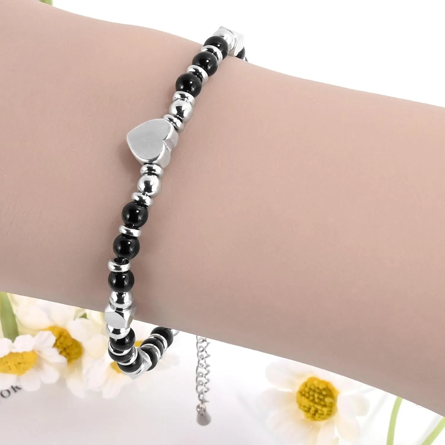 VIBILIA Beaded Bracelets for Women, Inspirational Heart Bracelets for Women, Natural Gemstone Love Bracelets, Unique Gifts for Mom, Daughter, Wife, Sister, Friend Birthday Mother's Day