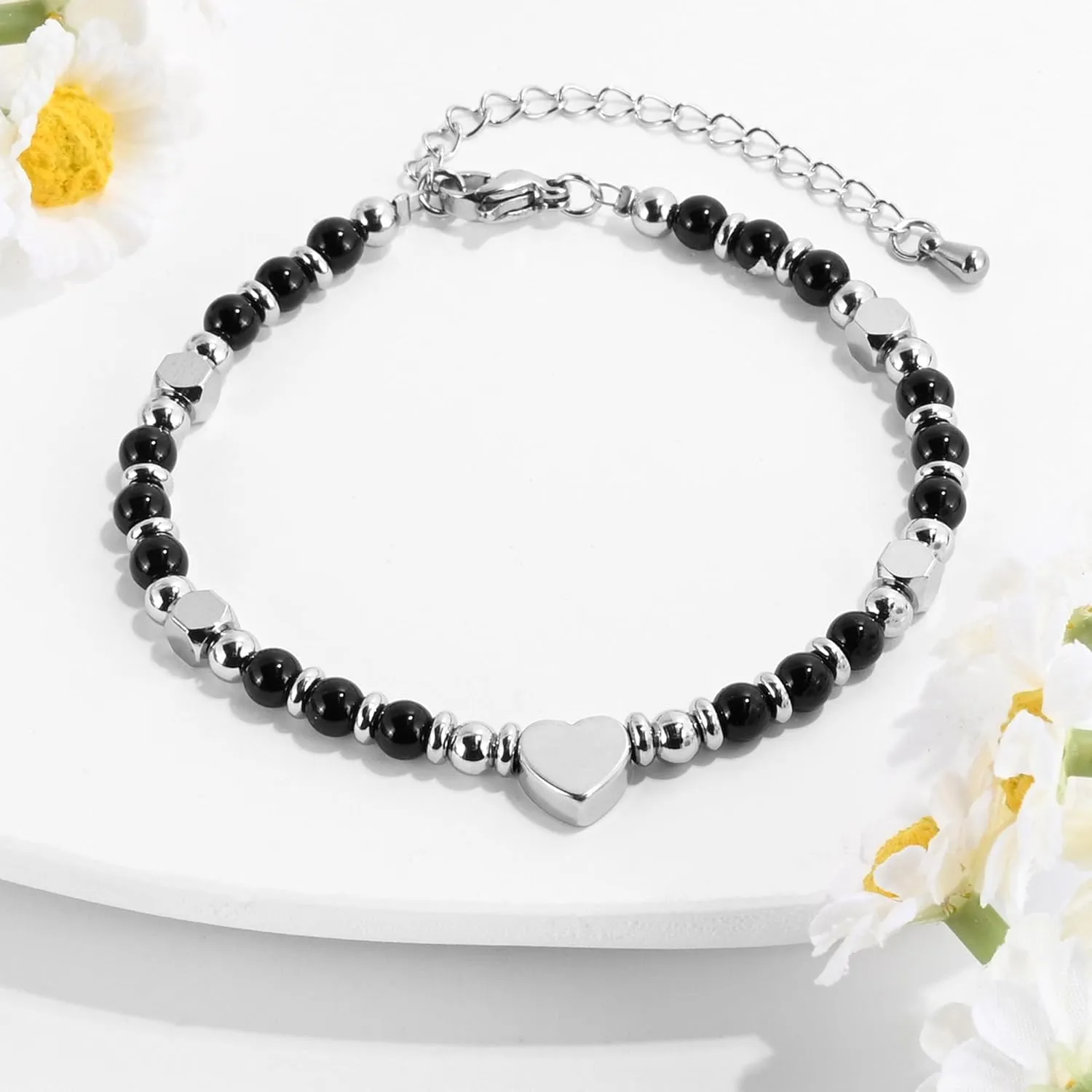 VIBILIA Beaded Bracelets for Women, Inspirational Heart Bracelets for Women, Natural Gemstone Love Bracelets, Unique Gifts for Mom, Daughter, Wife, Sister, Friend Birthday Mother's Day