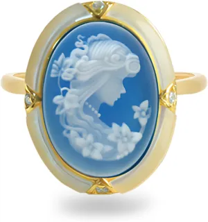 Victorian Cameo Ring in Shell Frame, Antique Agate Cameos Silhouette Rings Adjustable, Vintage Retro Art Deco Cameo Jewelry for Women