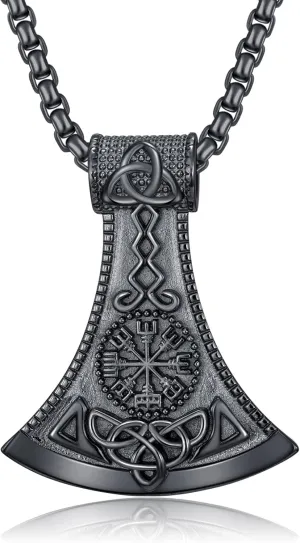 Viking Arrowhead/Thors Hammer/Axe/Wolf Necklace for Men 925 Sterling Silver Viking Norse Pagan Jewelry Gifts for Women