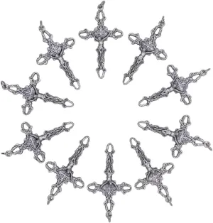 VILLAGE GIFT IMPORTERS 10 Pack of 2 inch Crucifix Pendants | Great for DIY Rosaries, Chaplets, and Religious Jewelry | Catholic and Christian Craft Beading Supplies