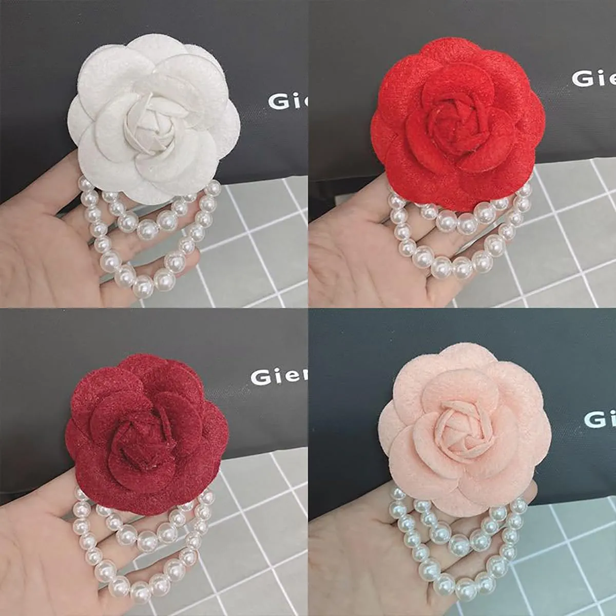 Vintage Camellia Pearl Tassel Brooch Bracelet Flower Lapel Pins Pearl Beads Tassel racelet Dual Purpose Hairpin Headpieces Brooch Shawl Pins Wedding Birthday Party Halloween Christmas Jewelry for Womenry
