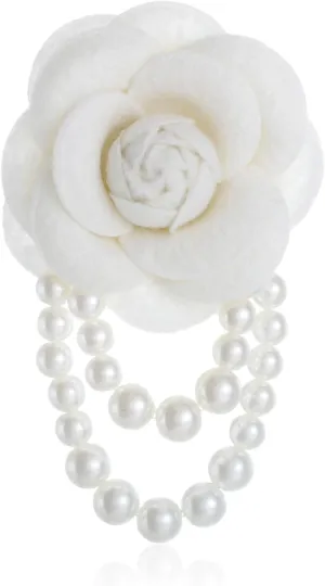 Vintage Camellia Pearl Tassel Brooches Bracelet Bohemian Pearl Safety Pins Bracelets Flower Hairpin Headpieces Shawl Pins Dainty Elegant Lapel Pin Wedding Party Dress Accessories for Women