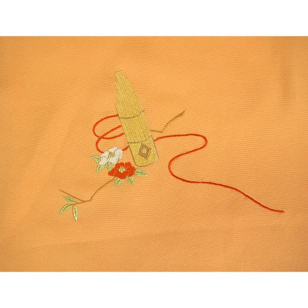 Vintage Haori Kimono Jacket Silk, Light Orange base, cherry blossoms