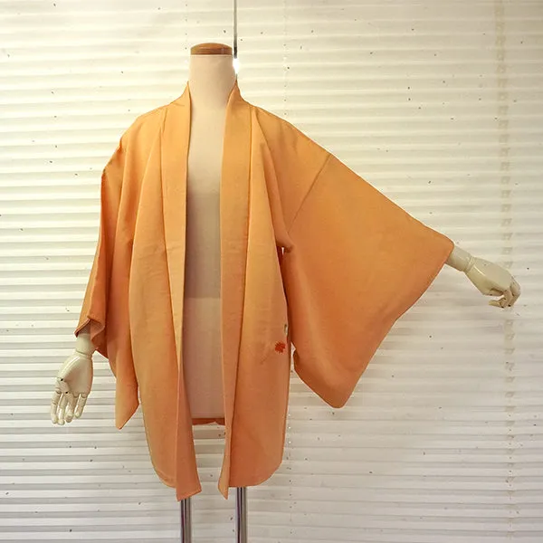 Vintage Haori Kimono Jacket Silk, Light Orange base, cherry blossoms