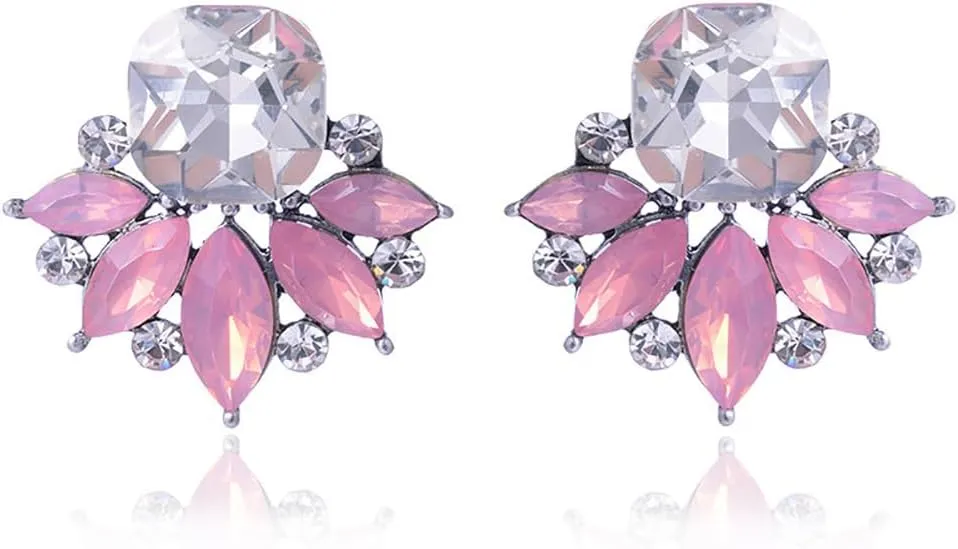 Vintage Rhinestone Cluster Earrings Crystal Cluster Stud Earring for Women Sparkly Cluster Rhinestone Earrings Wedding Bridal Prom Formal Party Gifts Jewelry Collections