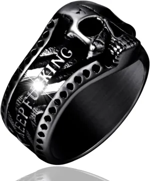 Vintage Ring Stainless Steel Gothic Skull Rings for Men Boy Band Silver Skeleton Cocktail Party Biker Ring Size 8-13