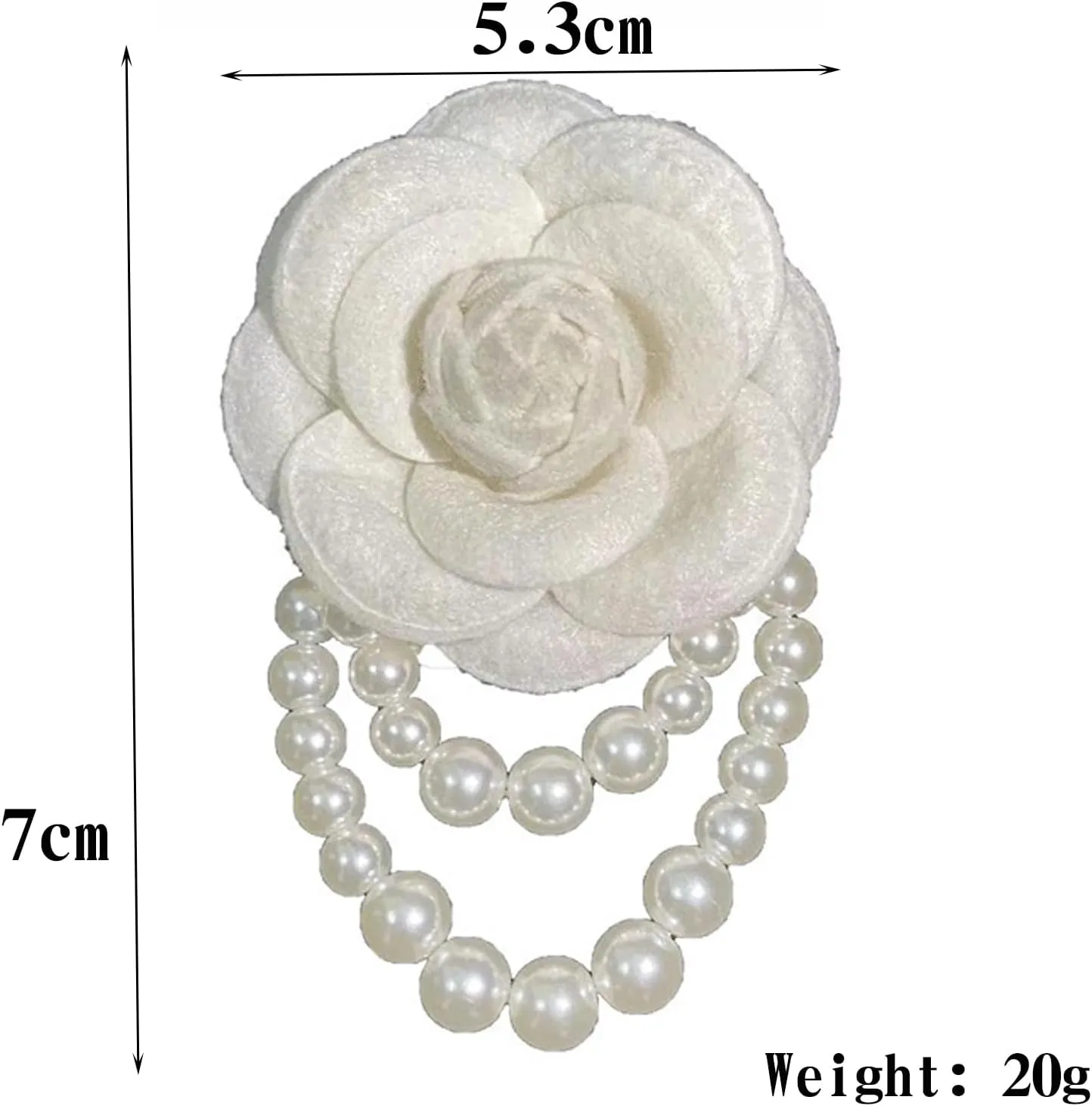 Vintage Wool Camellia Flower Pearl Tassel Brooches Pin Bracelet,Hairpin Headpieces Brooch Shawl Pins Wedding Party Gift Dainty Elegant Lapel Pins Dress Suit Clothes Accessories