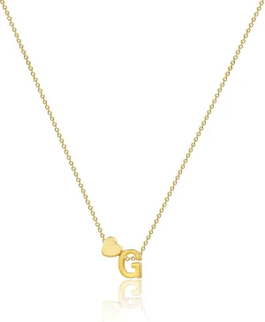 VIROMY Gold Initial Necklaces for Women 14K Gold Plated Dainty Heart Letter A-Z Personalized Initial Heart Pendant Necklace Tiny Letter Name Necklaces Jewelry for Women