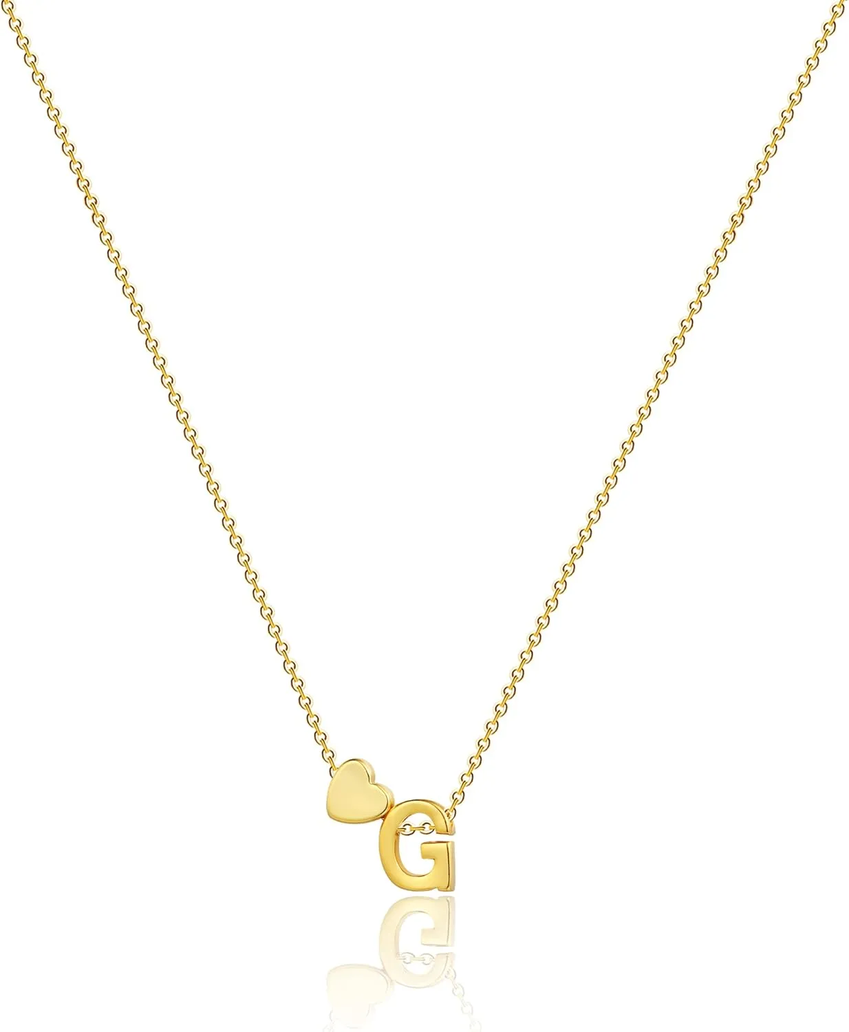 VIROMY Gold Initial Necklaces for Women 14K Gold Plated Dainty Heart Letter A-Z Personalized Initial Heart Pendant Necklace Tiny Letter Name Necklaces Jewelry for Women