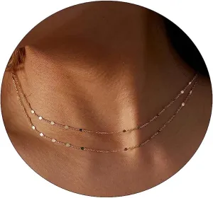 VIROMY Gold Necklaces for Women Cute Dot Chain Choker Dainty Layered Bead Necklace for Women Pretty Jewelry Gifts for Women Everyday Wear Necklaces for Women