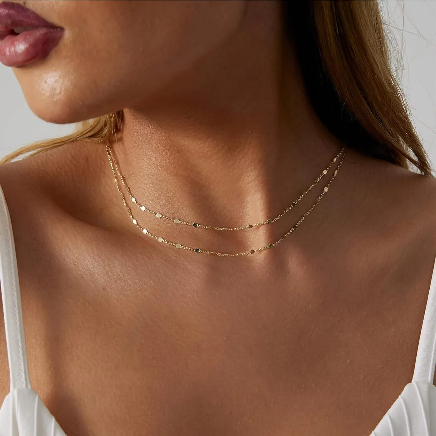 VIROMY Gold Necklaces for Women Cute Dot Chain Choker Dainty Layered Bead Necklace for Women Pretty Jewelry Gifts for Women Everyday Wear Necklaces for Women