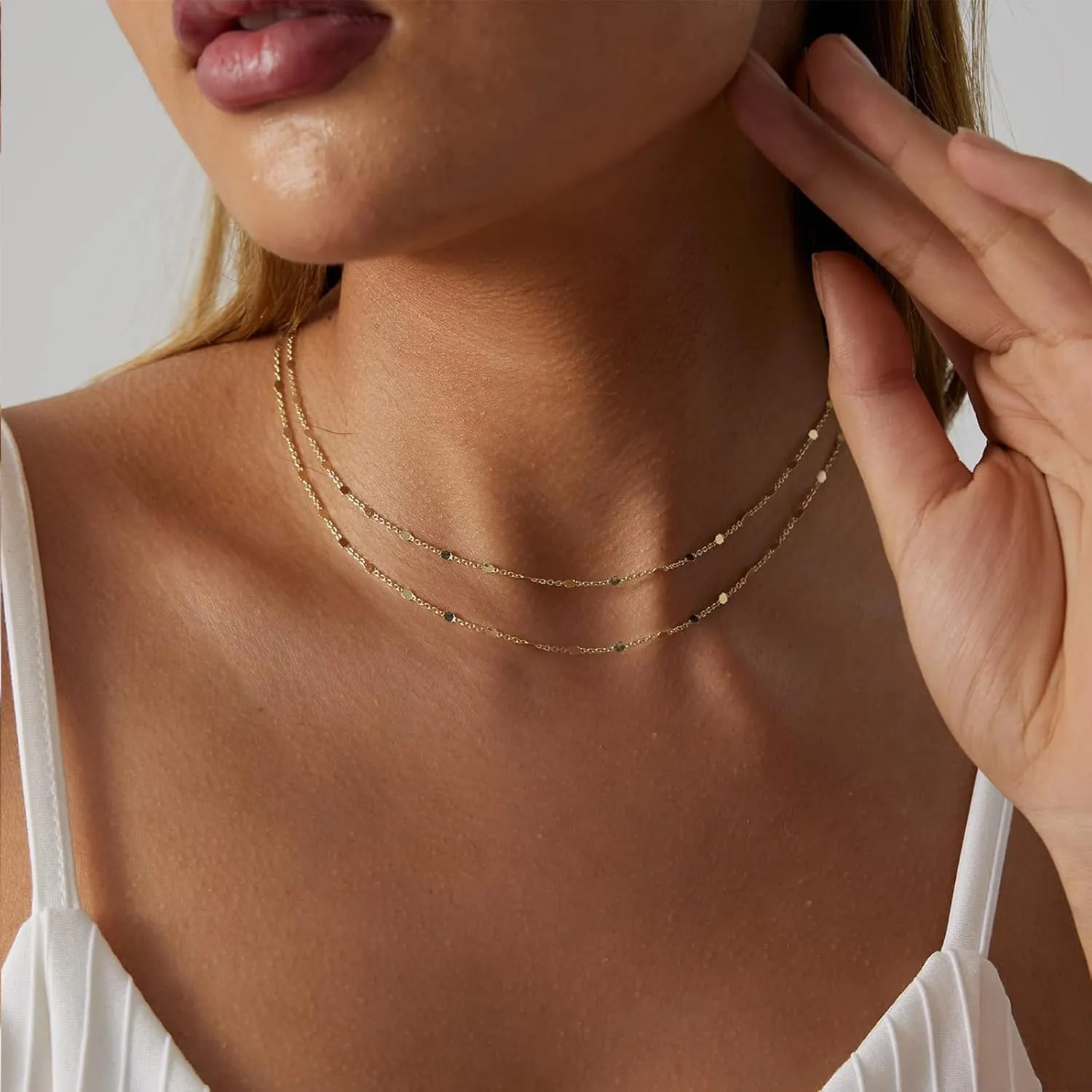 VIROMY Gold Necklaces for Women Cute Dot Chain Choker Dainty Layered Bead Necklace for Women Pretty Jewelry Gifts for Women Everyday Wear Necklaces for Women