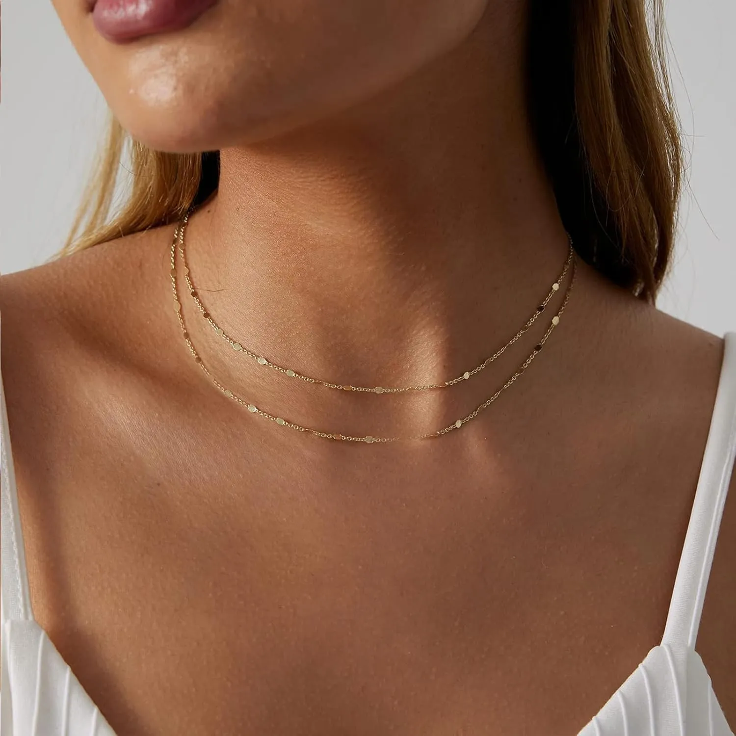 VIROMY Gold Necklaces for Women Cute Dot Chain Choker Dainty Layered Bead Necklace for Women Pretty Jewelry Gifts for Women Everyday Wear Necklaces for Women