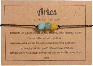 VLINRAS Zodiac Bracelets for Women Men, 6mm Natural Stone Horoscope Bracelets Healing Gemstone Crystals Zodiac Gifts
