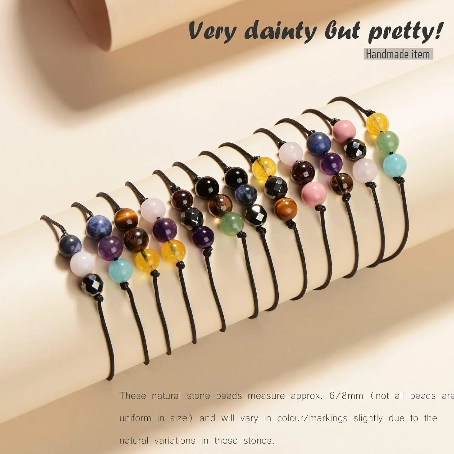 VLINRAS Zodiac Bracelets for Women Men, 6mm Natural Stone Horoscope Bracelets Healing Gemstone Crystals Zodiac Gifts