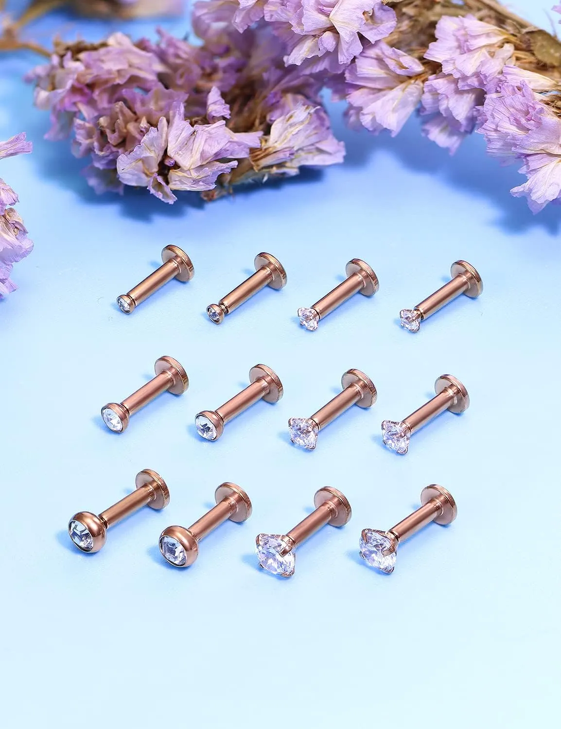 Vsnnsns 14G Lip Rings Stainless Steel Tragus Helix Conch Piercing Jewelry Snake Bite Piercing Monroe Lip Rings Labret Medusa Cartilage Lobe Earrings Piercing Jewelry Cubic Zirconia 2MM 3MM 4MM