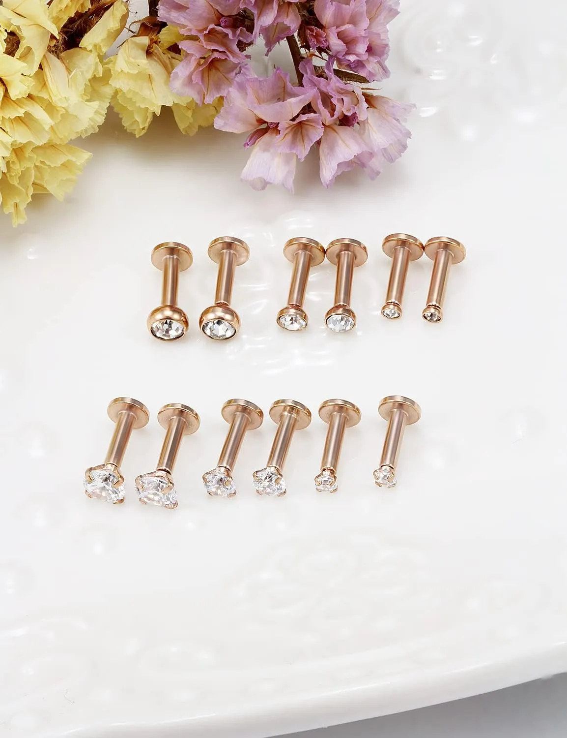 Vsnnsns 14G Lip Rings Stainless Steel Tragus Helix Conch Piercing Jewelry Snake Bite Piercing Monroe Lip Rings Labret Medusa Cartilage Lobe Earrings Piercing Jewelry Cubic Zirconia 2MM 3MM 4MM
