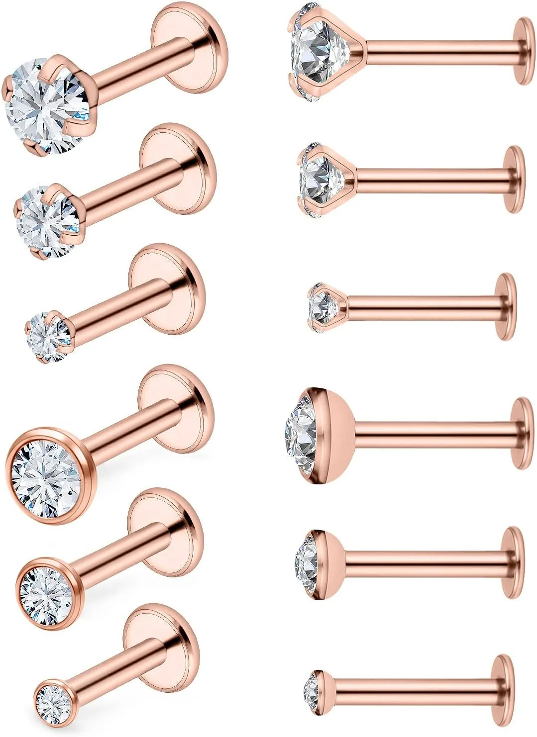 Vsnnsns 14G Lip Rings Stainless Steel Tragus Helix Conch Piercing Jewelry Snake Bite Piercing Monroe Lip Rings Labret Medusa Cartilage Lobe Earrings Piercing Jewelry Cubic Zirconia 2MM 3MM 4MM